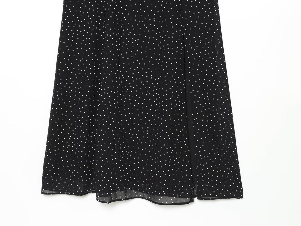 Women's polka dot printed slit dress