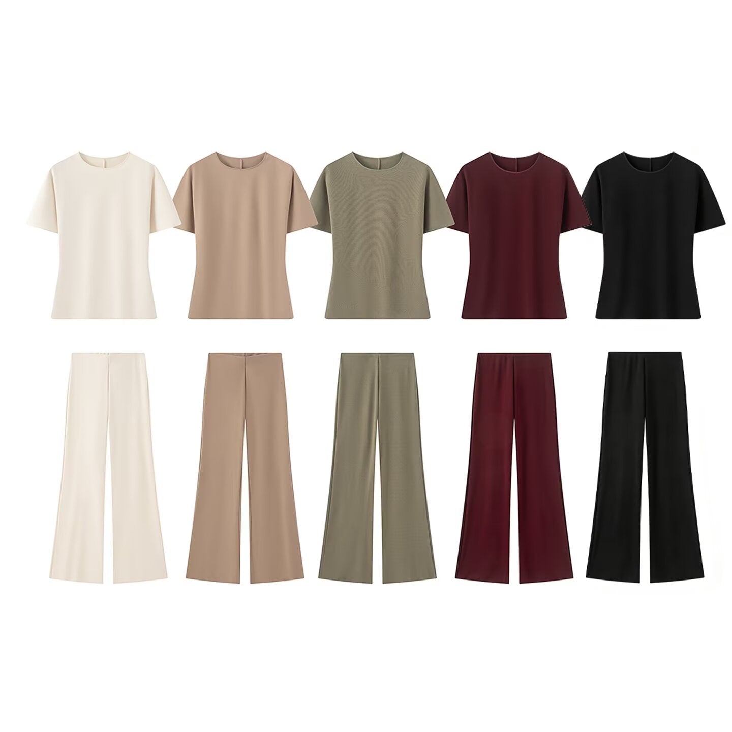 suit Women's 2 pieces backless design round neck top+Pants
