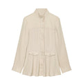 Women's linen blended slim stand collar Coat