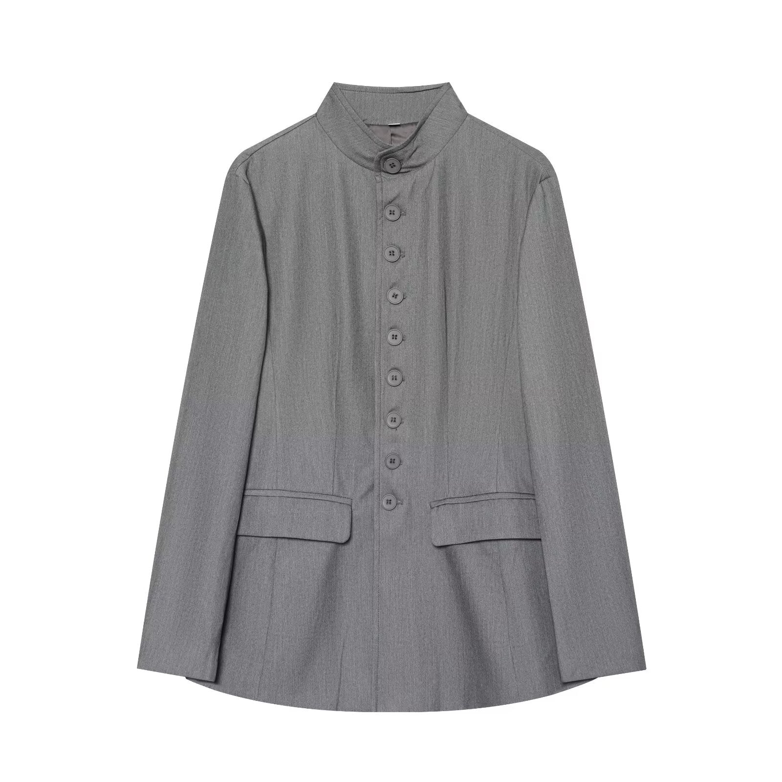 Women's casual stand collar waist cinched Blazer Coat