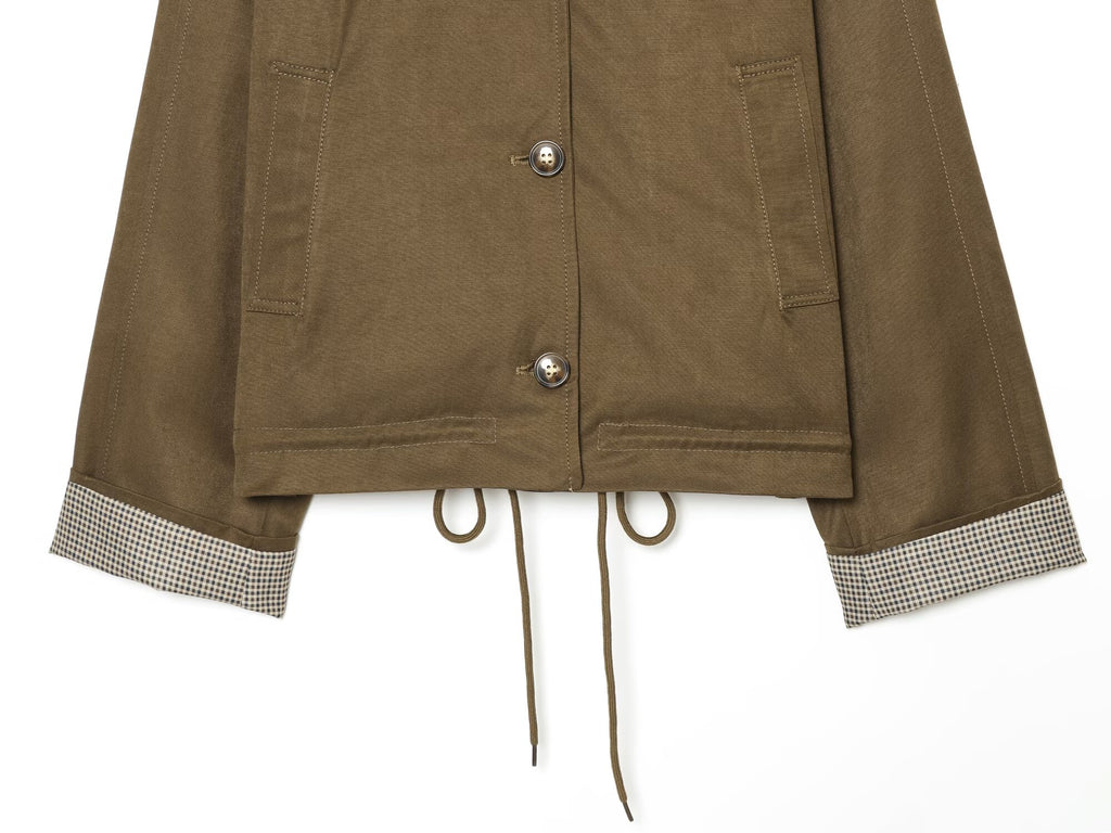 Women's casual stand collar twill coat