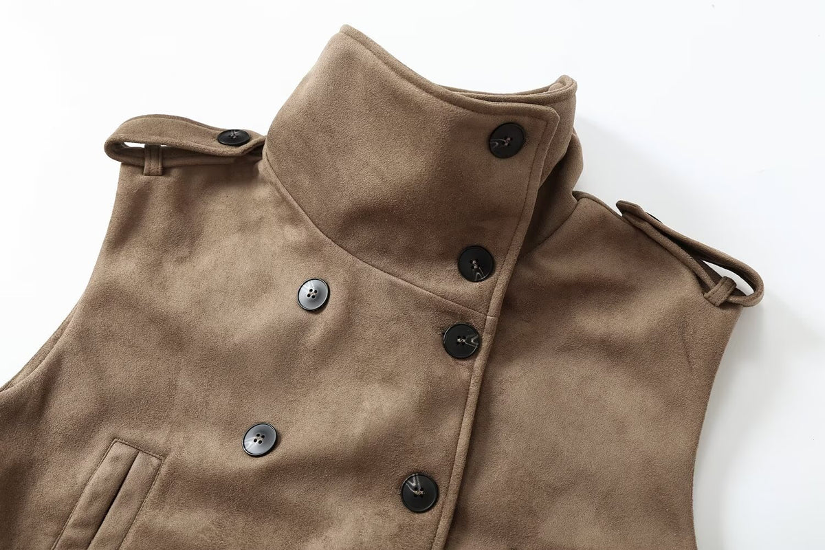 Women's Anti suede effect double breasted vest