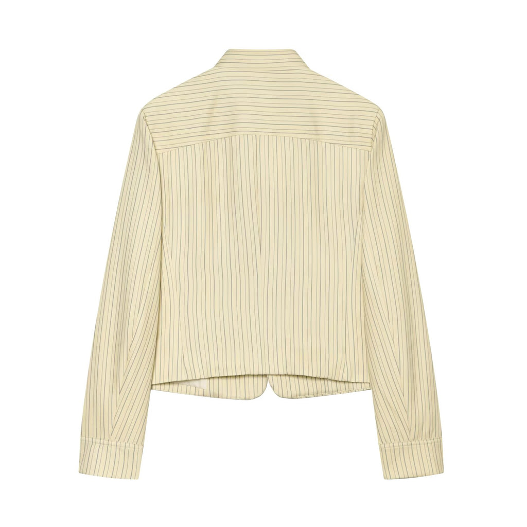 Women's striped double-breasted jacket coat