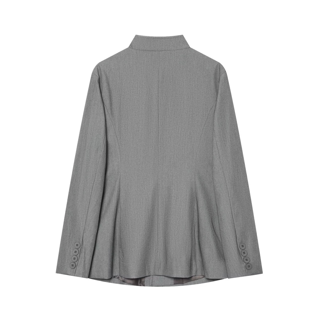 Women's casual stand collar waist cinched Blazer Coat