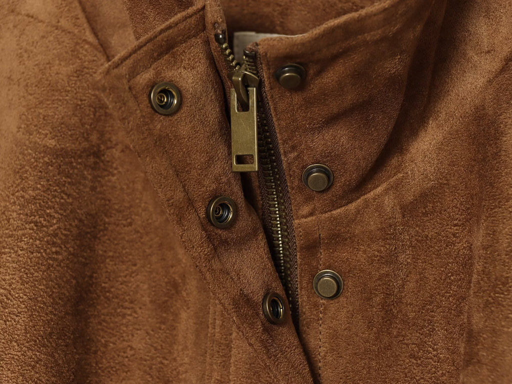 Women's suede textured stand collar jacket Coat