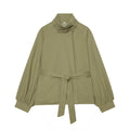 Women's With Belt stand collar jacket Coat