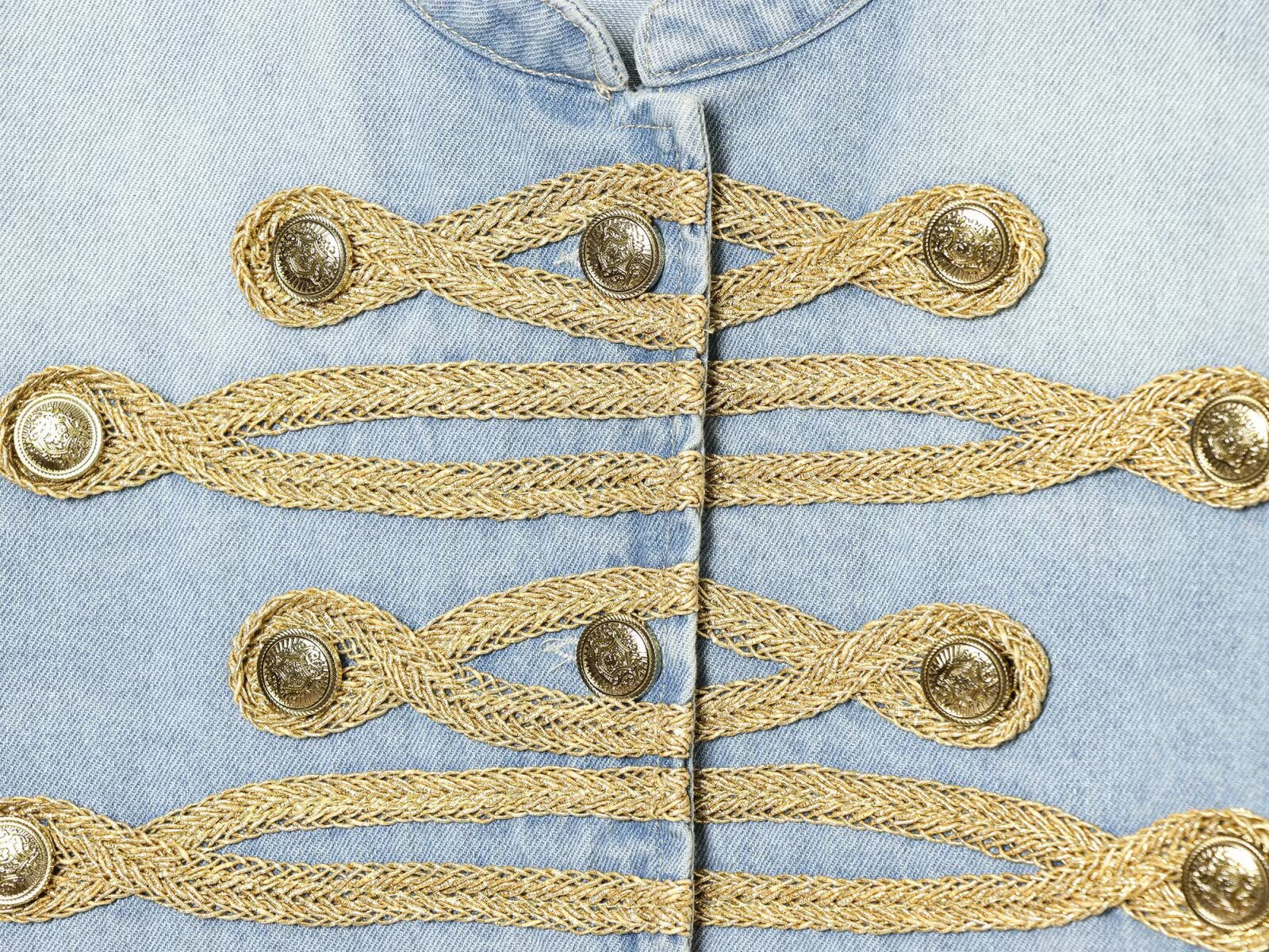 Women's button decoration short denim Coat