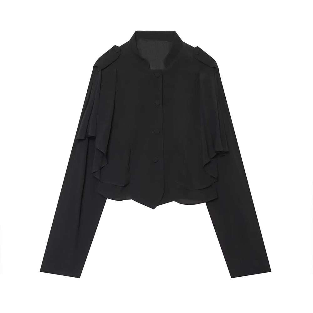 Women's casual short high O Neck shirt
