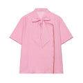 Women's bow decoration striped top