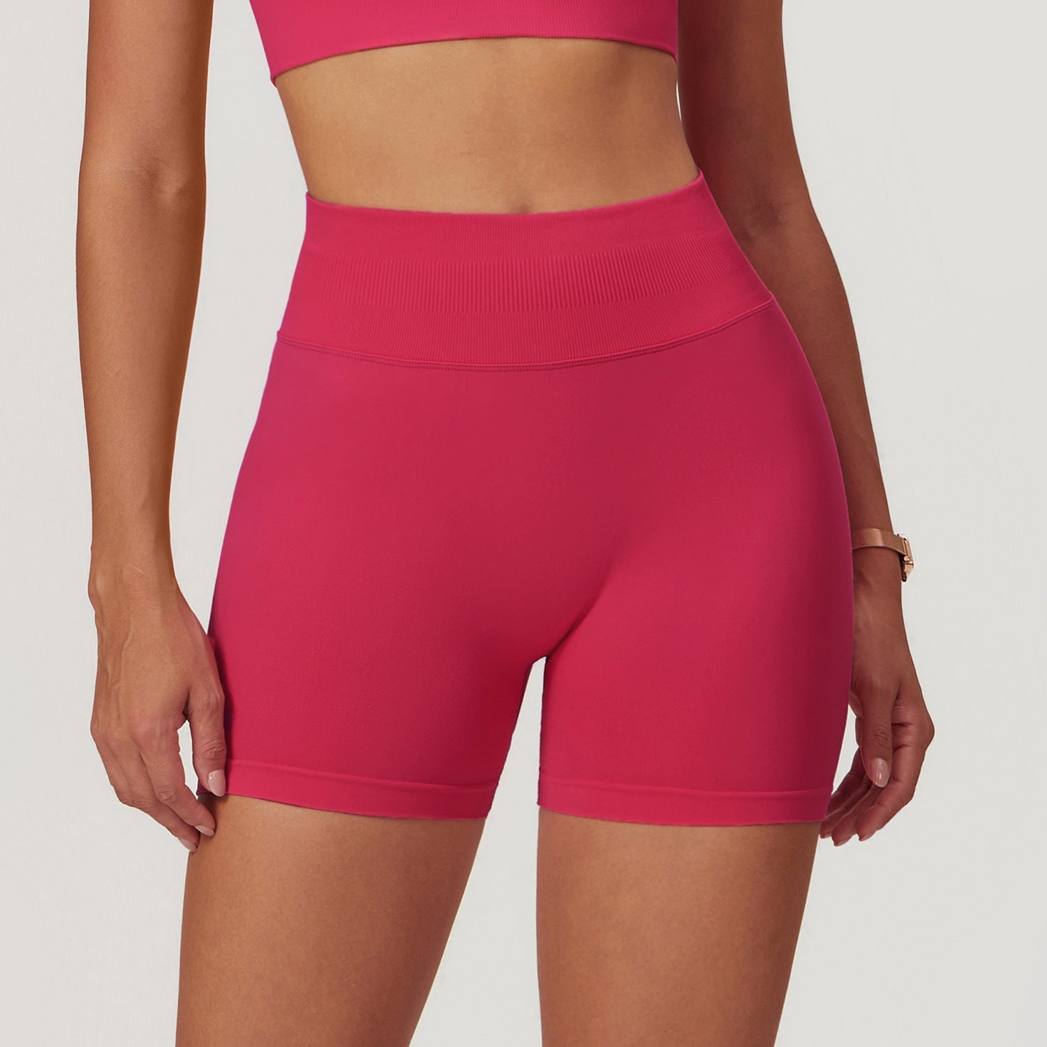 Women's New Fashion Seamless Yoga Breathable Sports Vest Seamless High Waist Yoga Shorts
