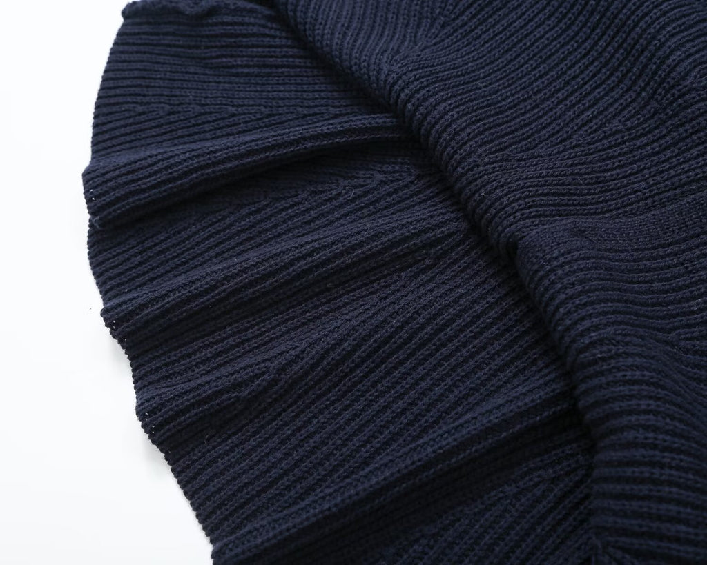 Women's A-line hem short skirt style knitted Coat