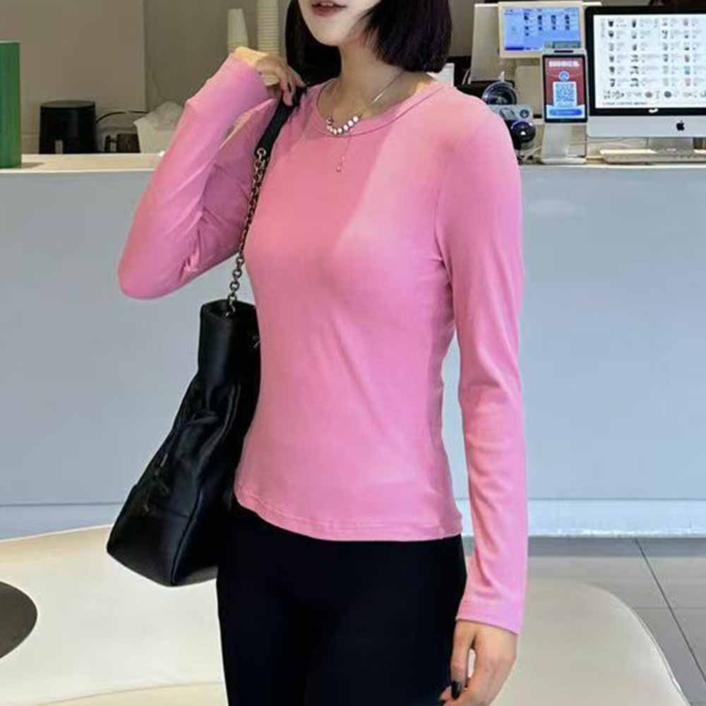 Women's new slim round neck comfortable sports bottoming shirt