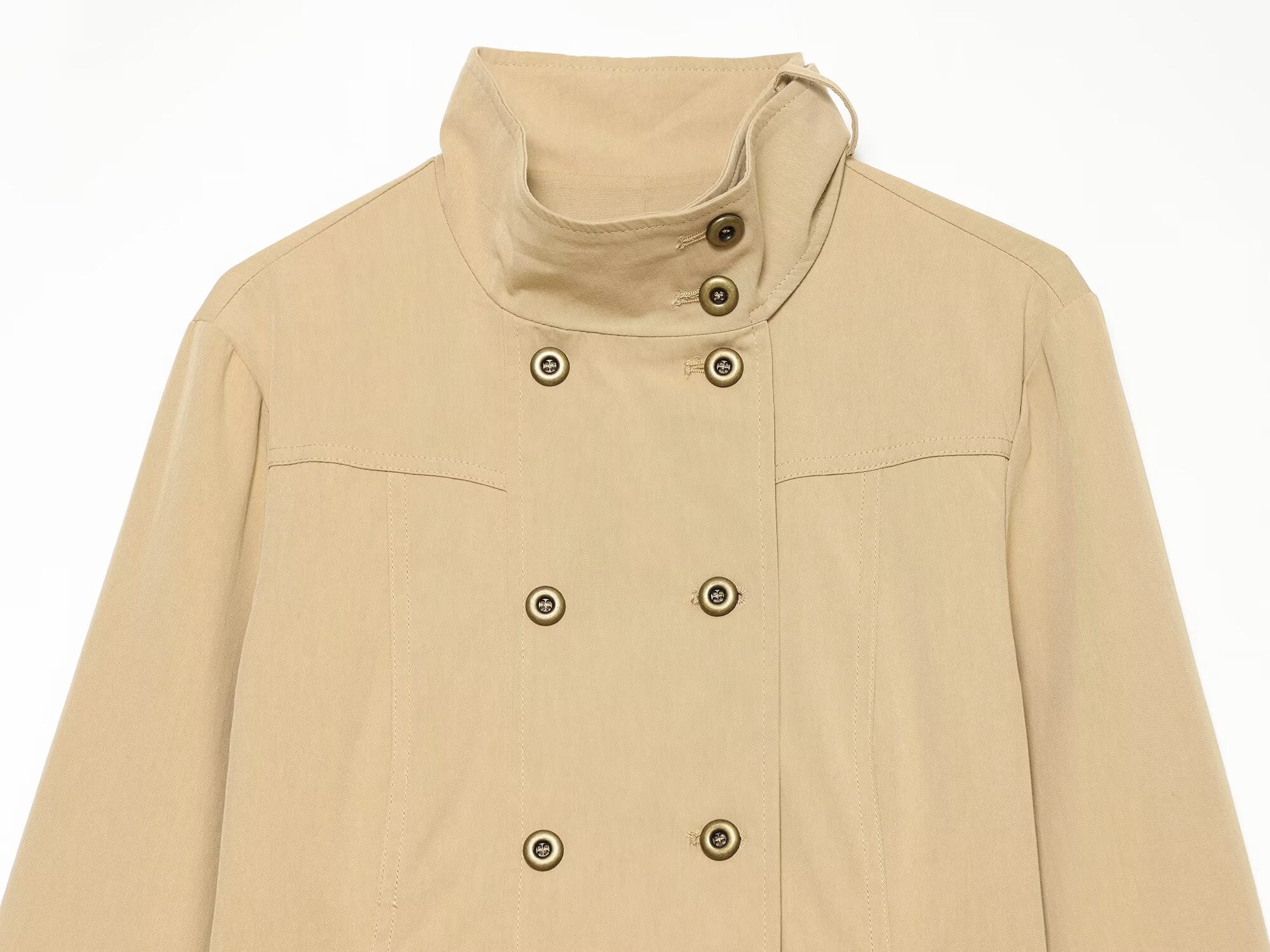 Women's pocket decoration stand collar Coat