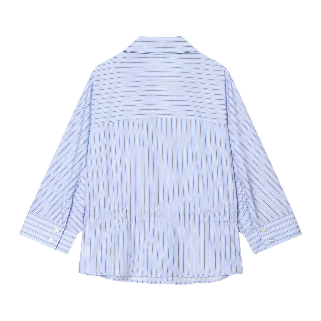 Women's bow decoration casual striped shirt
