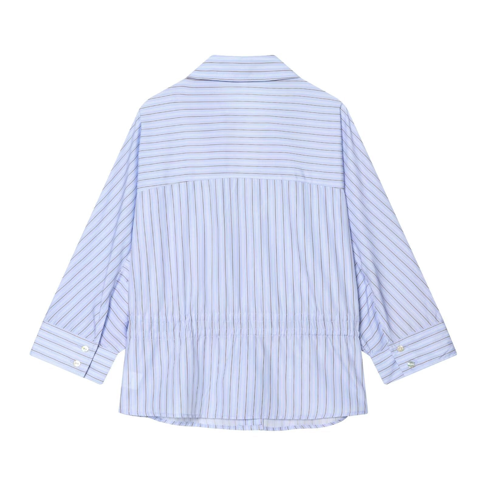 Women's bow decoration casual striped shirt