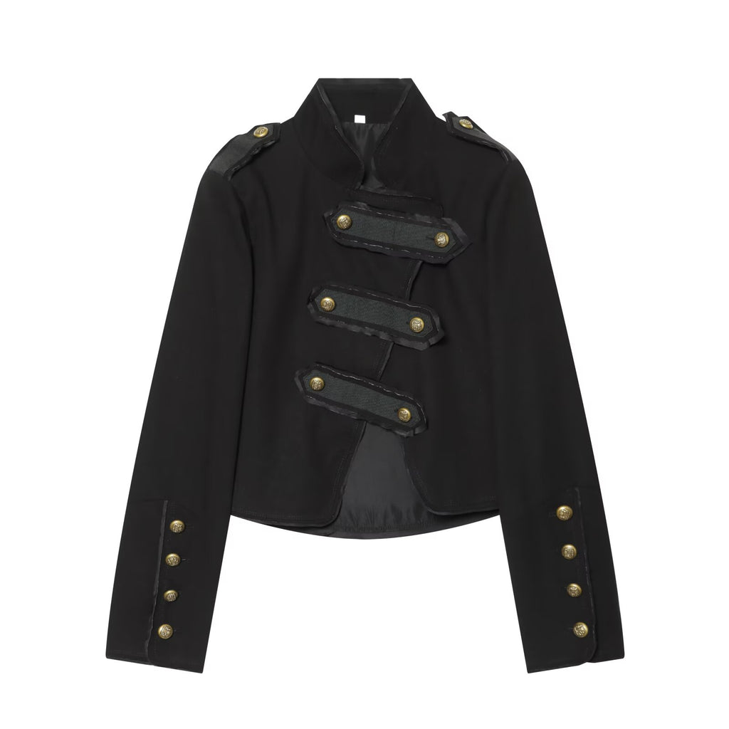 Women's rope knot decorative stand collar jacket