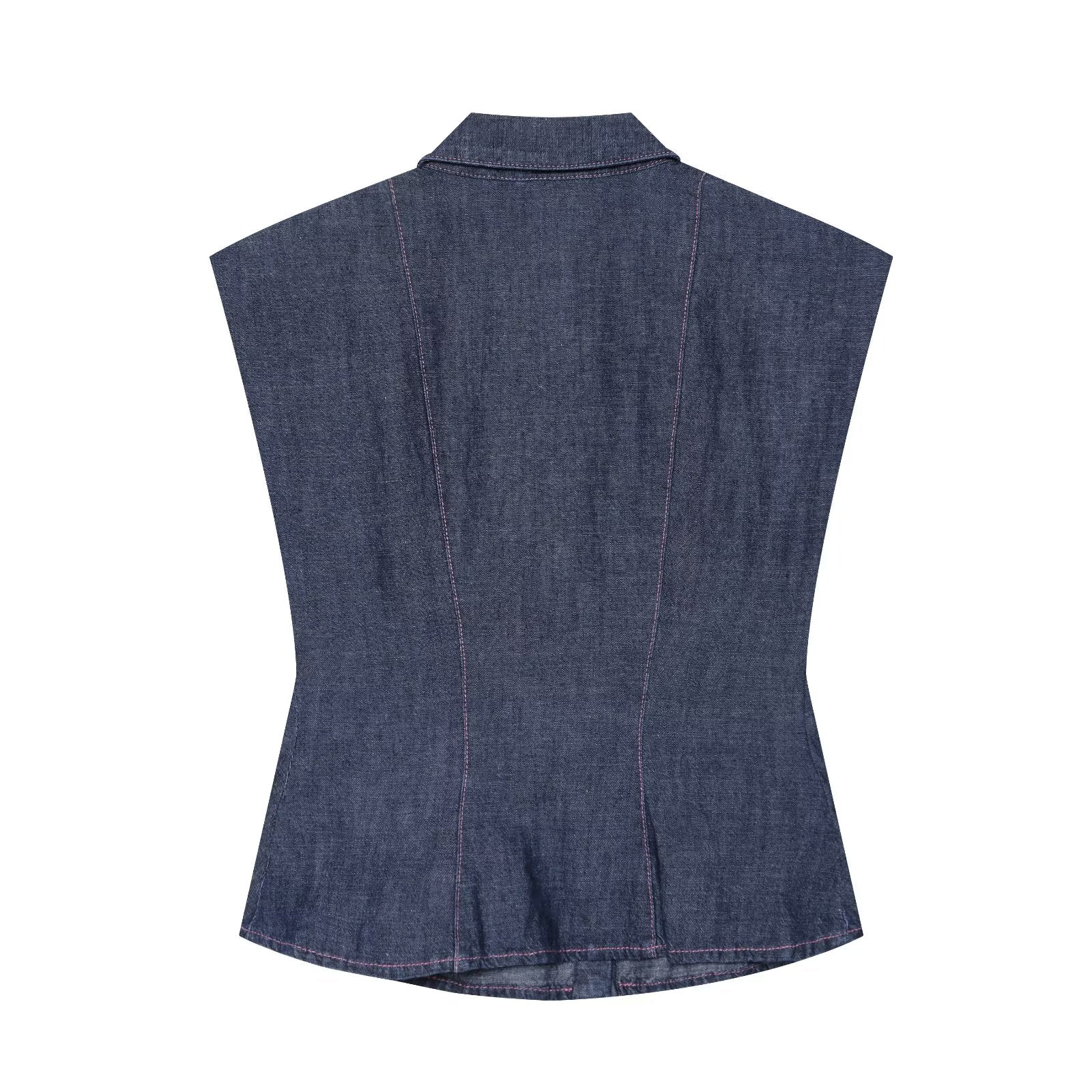 suit Women's 2 pieces casual Lapel denim shirt+denim bucket pants