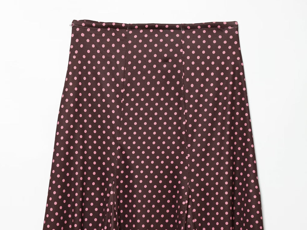 2026 suit Women's 2 pieces polka dot MIDI skirt+Hanging neck top