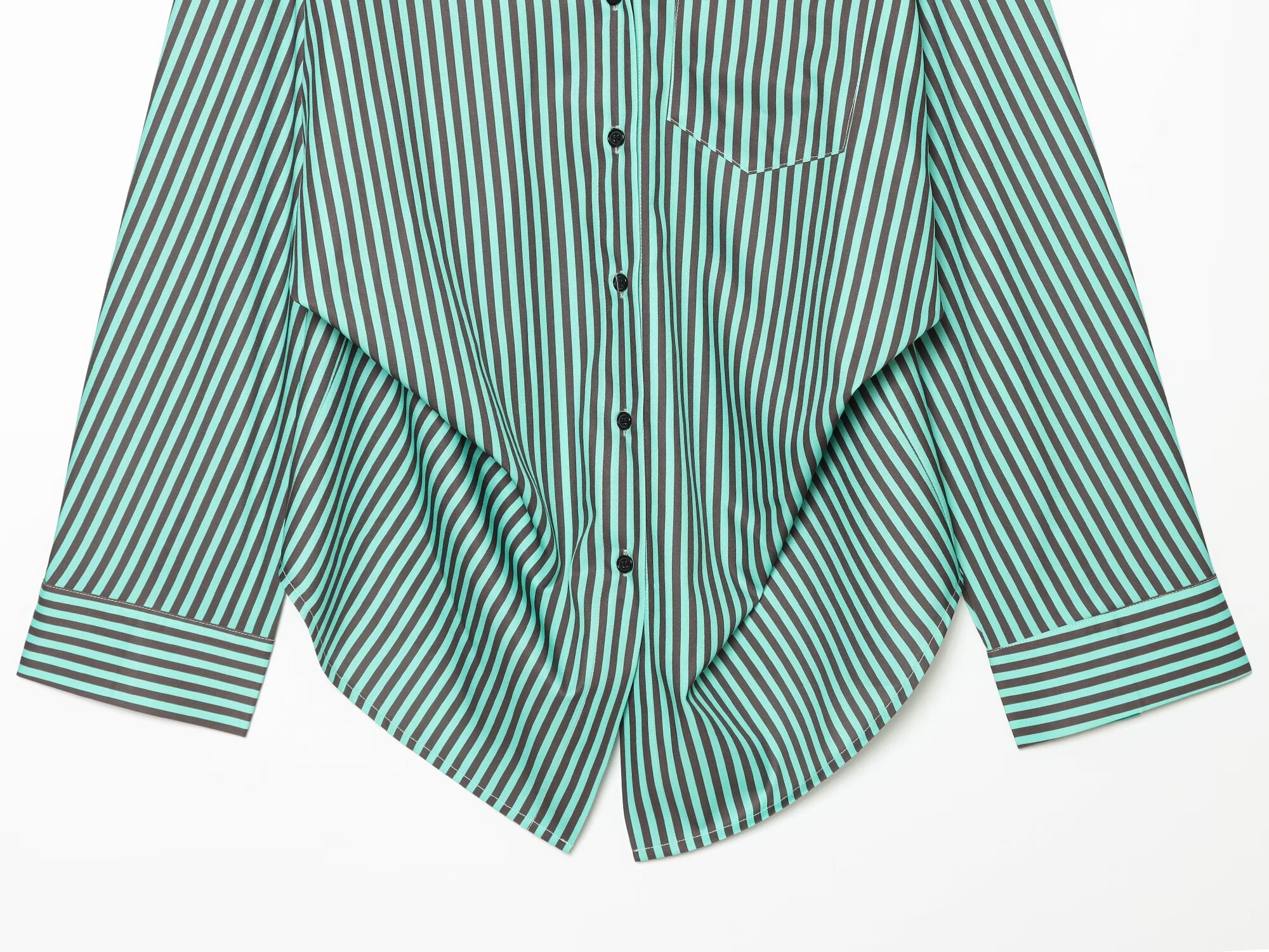 Women's pleated decorative loose striped shirt