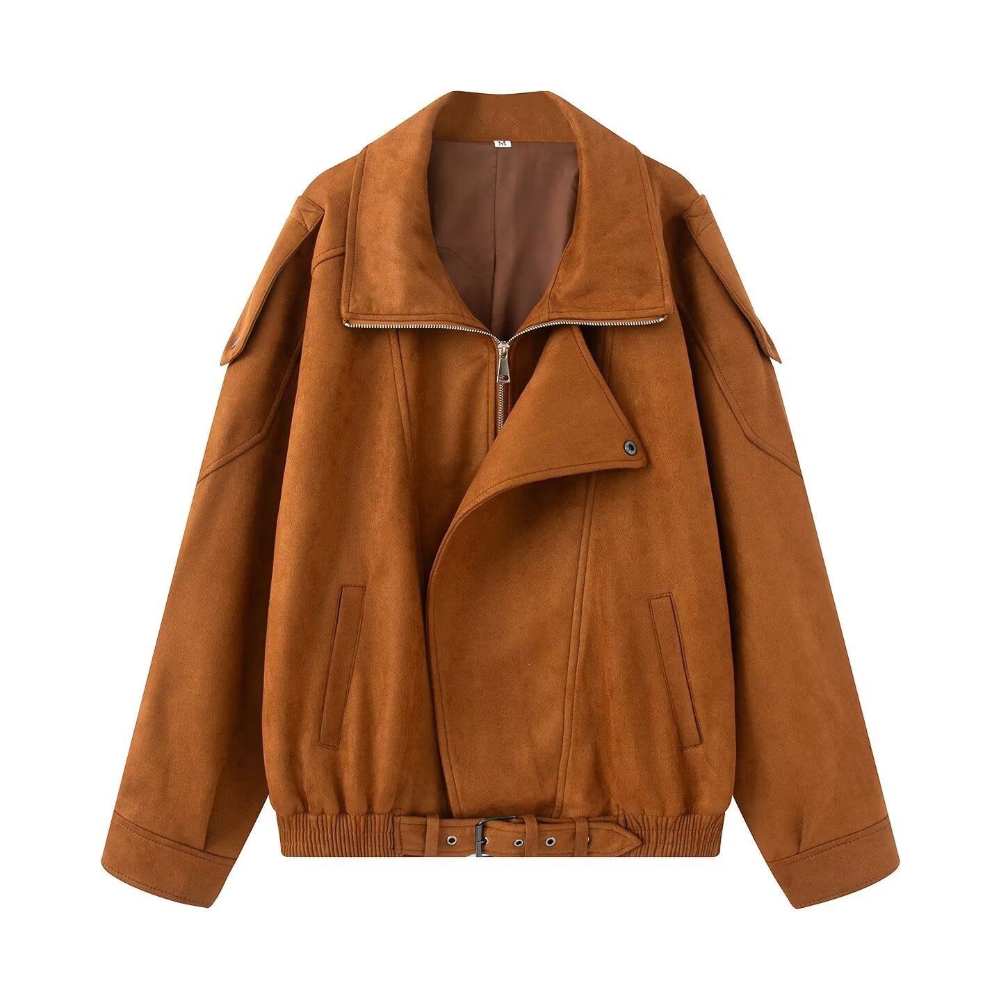 Women's loose Lapel Faux Leather suede jacket Coat
