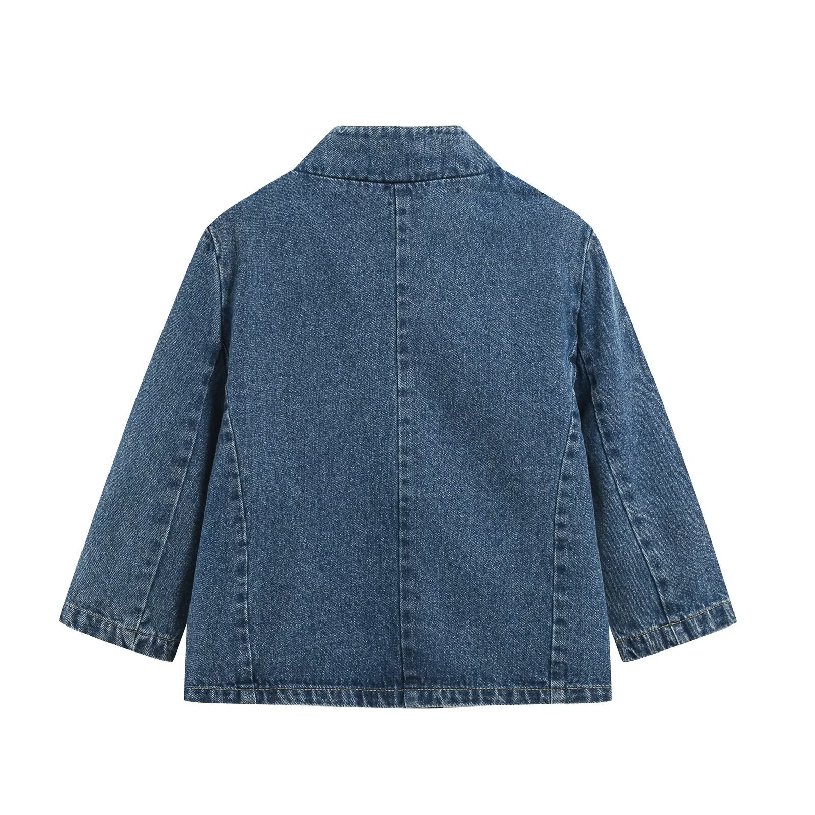 suit Women's 2 pieces short denim Blazer Coat +high waisted flared jeans