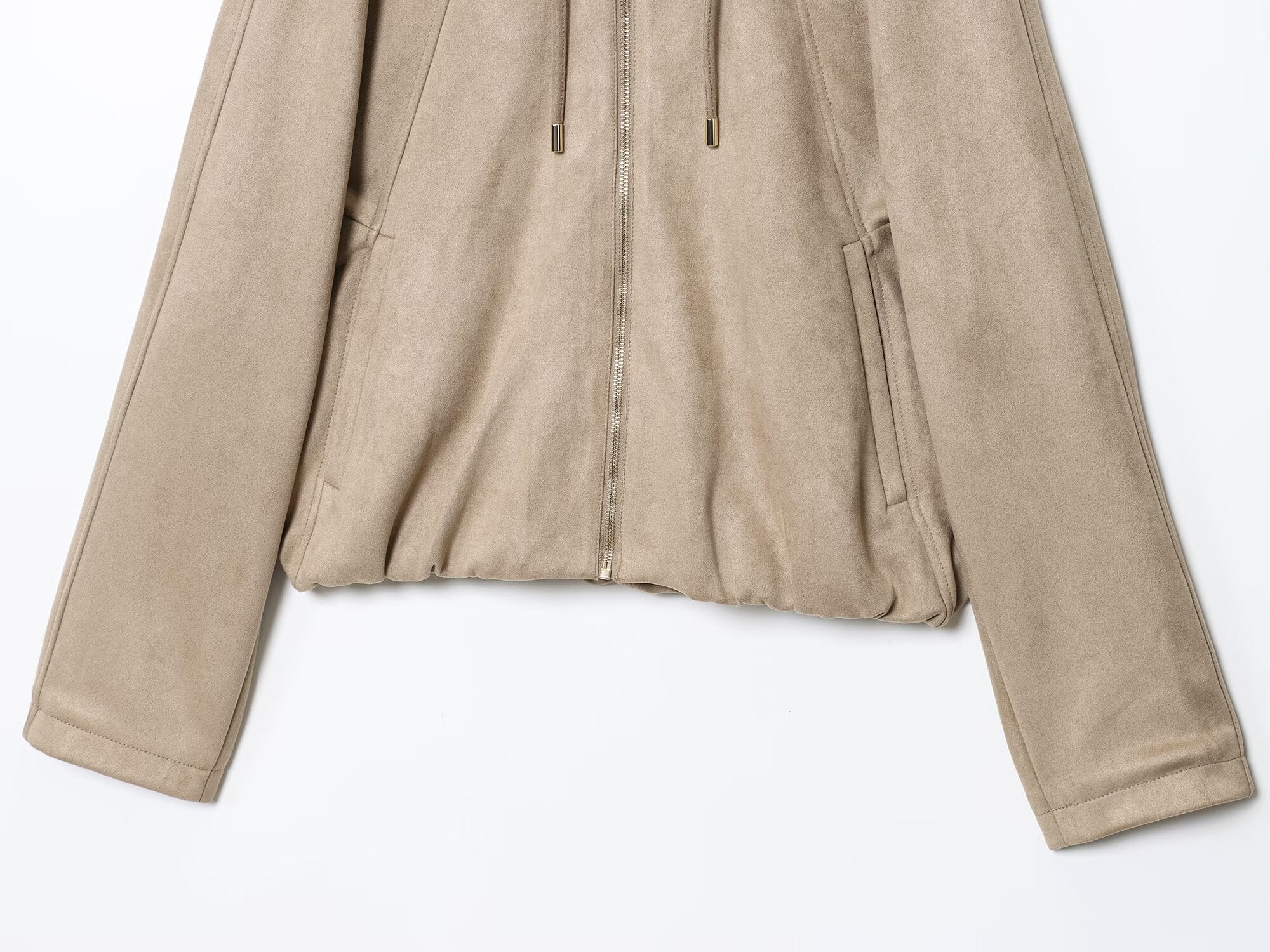 Women's new fashion suede texture effect hooded flying jacket Coat