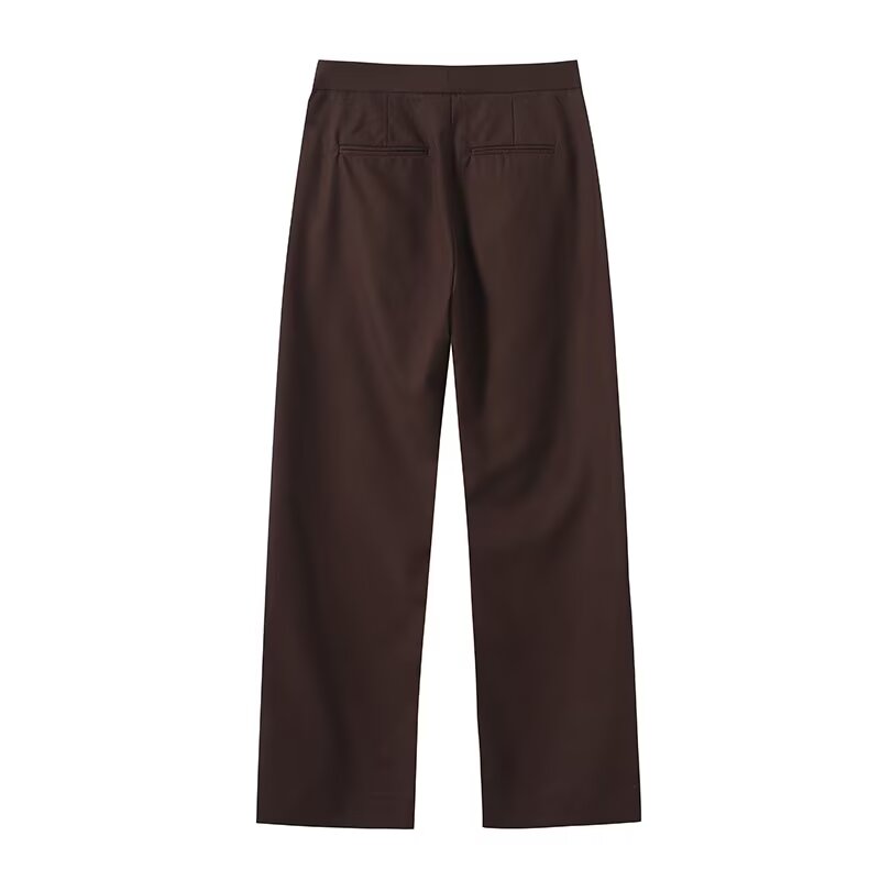 Women's slim versatile linen blend straight pants
