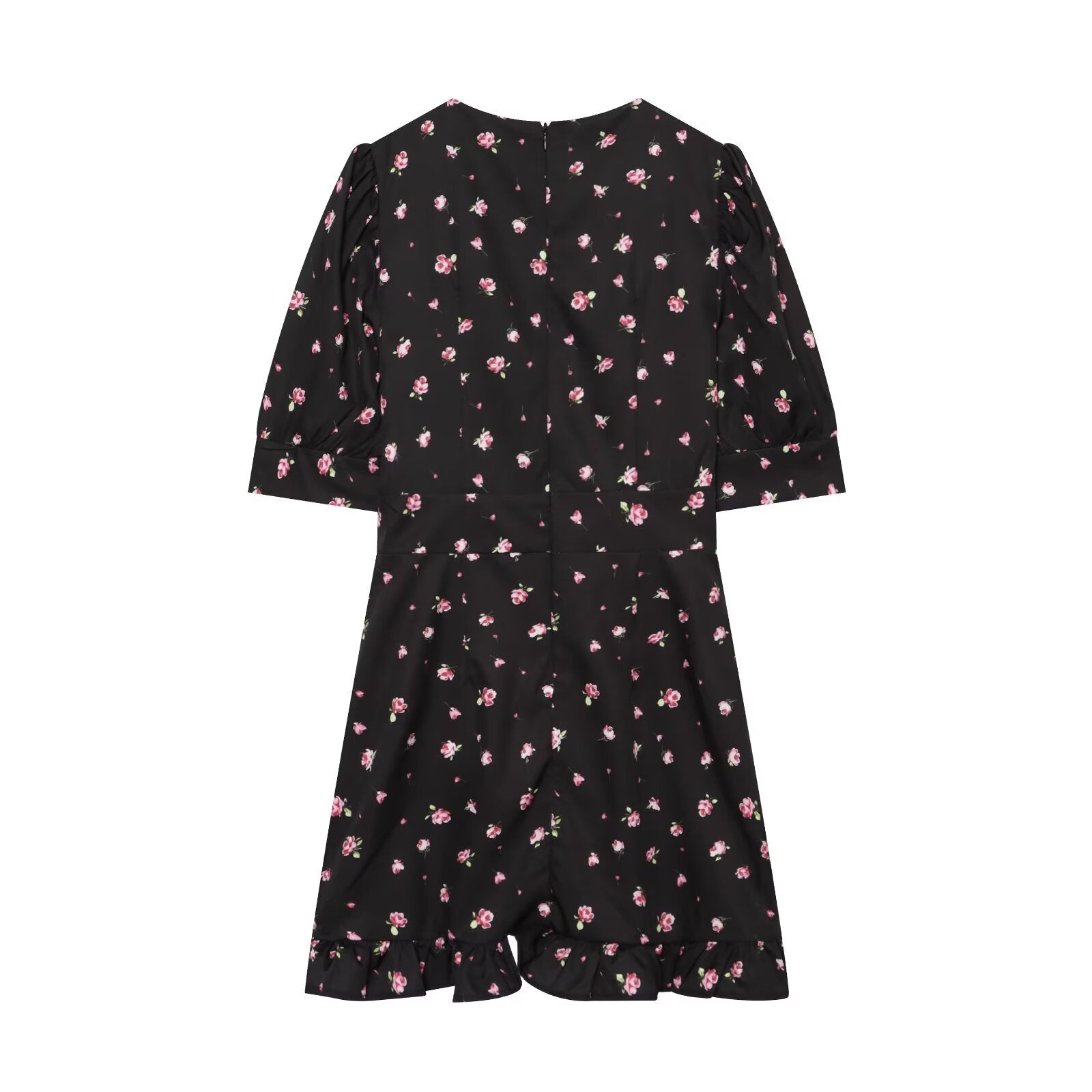 Women's slim V-neck printed mini dress