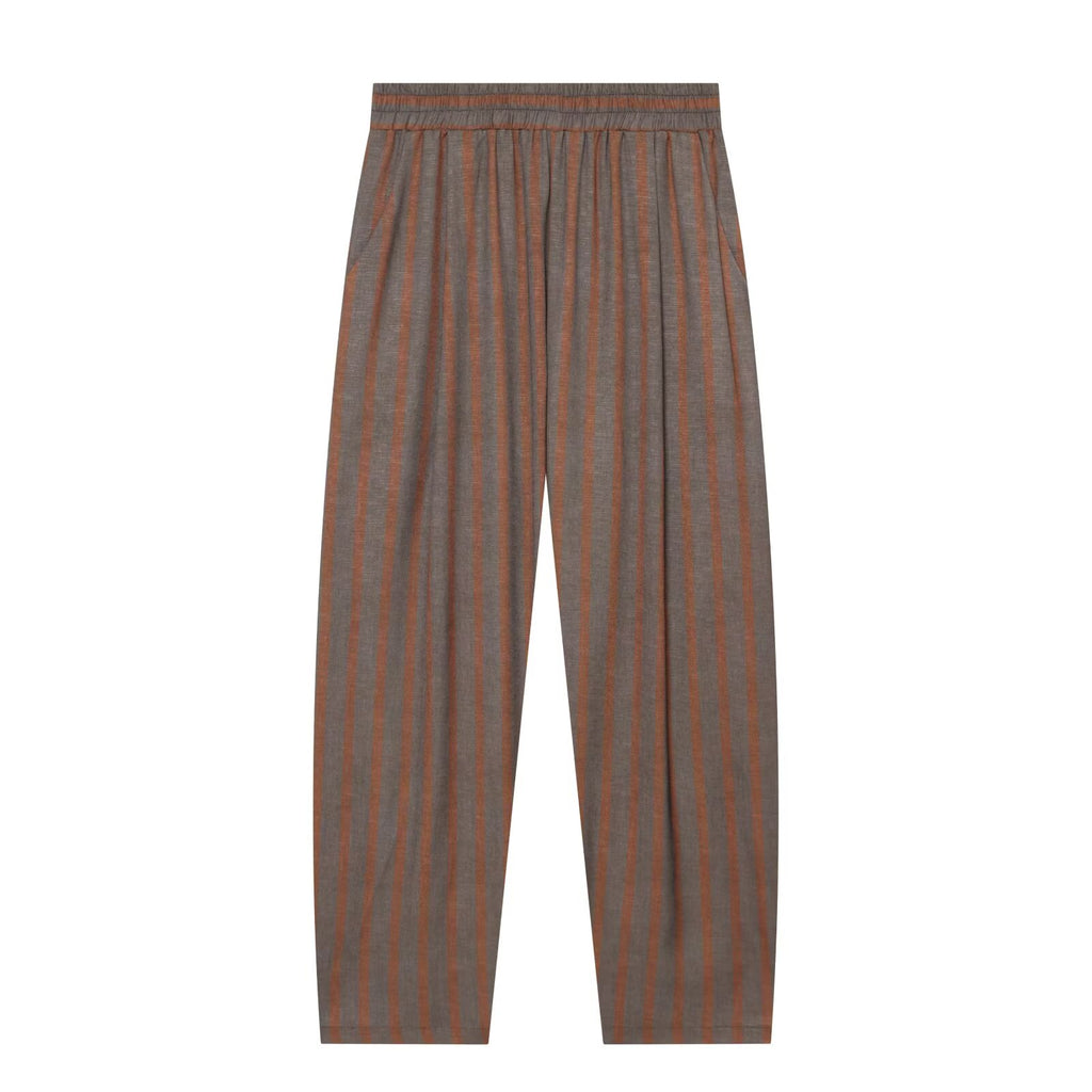 suit Women's 2 pieces with Belt linen blend striped Blazer Coat+Pants