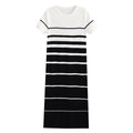 Women's round neck knitted striped dress