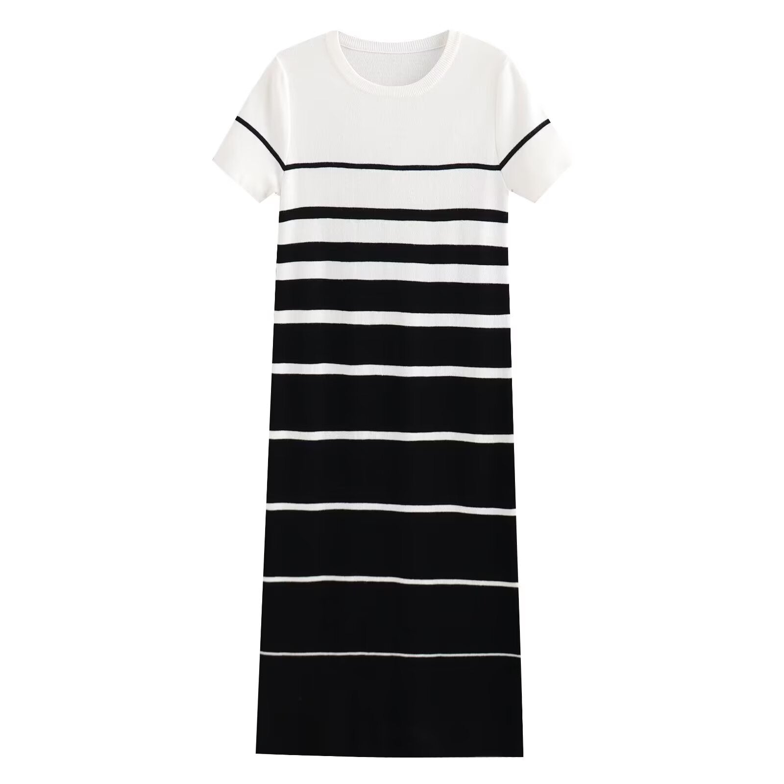Women's round neck knitted striped dress