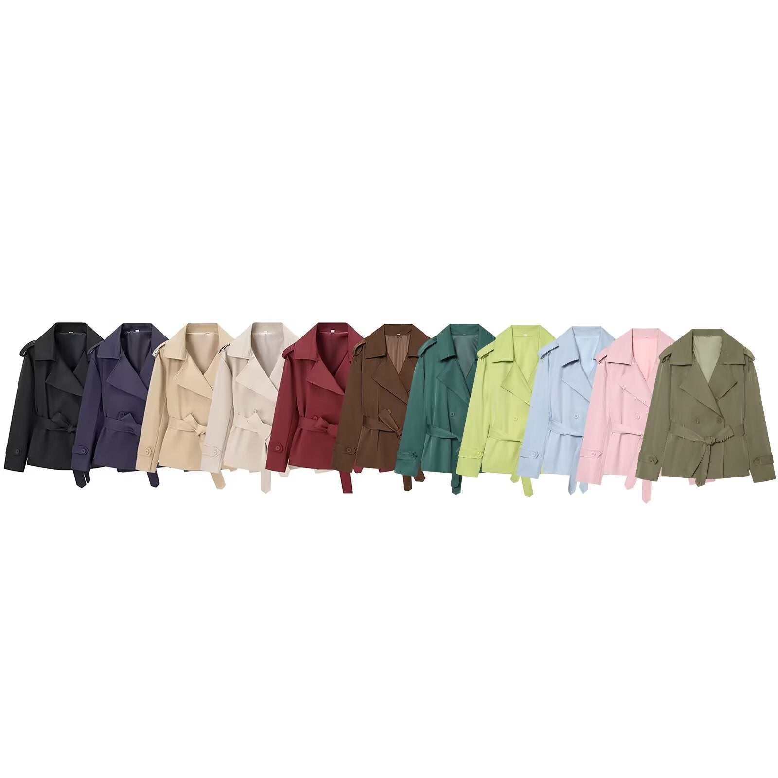 Women's with Belt short double breasted windbreaker Coat