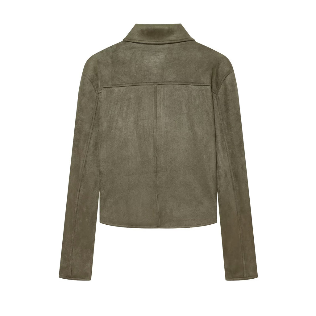 Women's suede lapel breasted short Coat