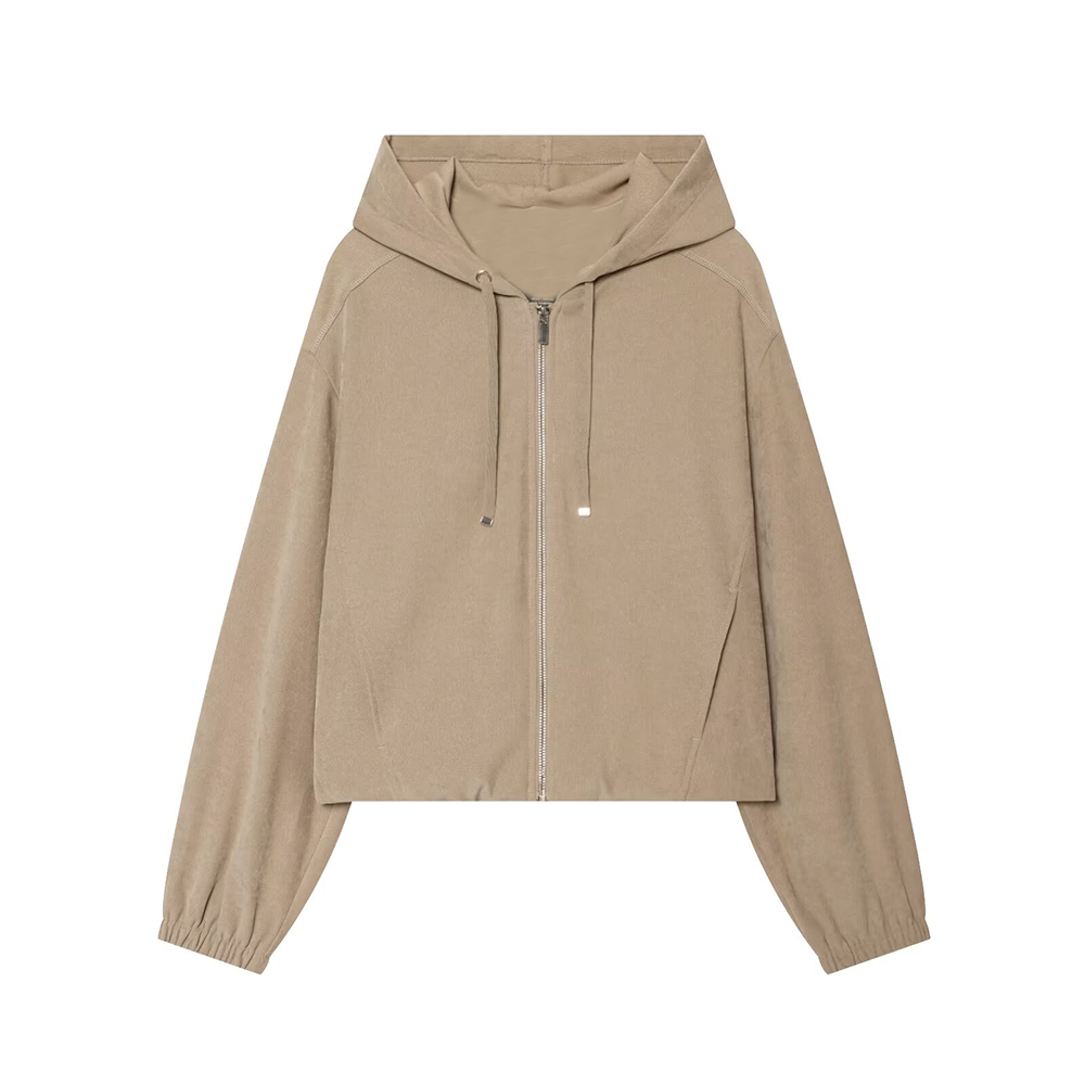 suit Women's 2 pieces long sleeved hooded zipper pilot jacket+wide leg pants