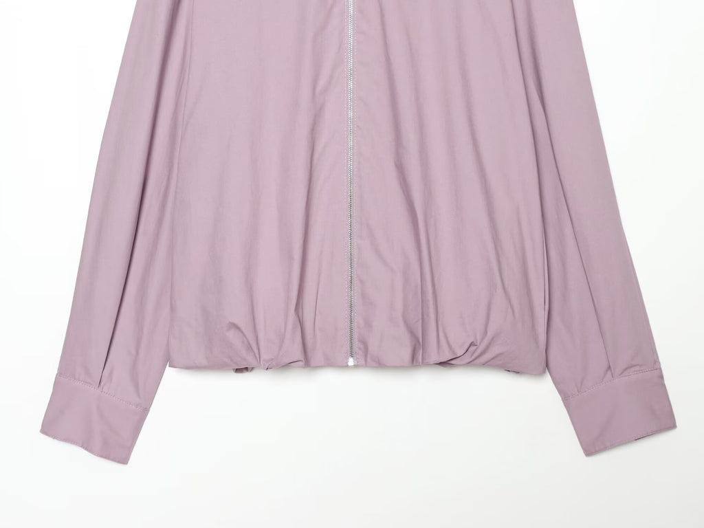 Women's pleated design stand collar zipper Coat
