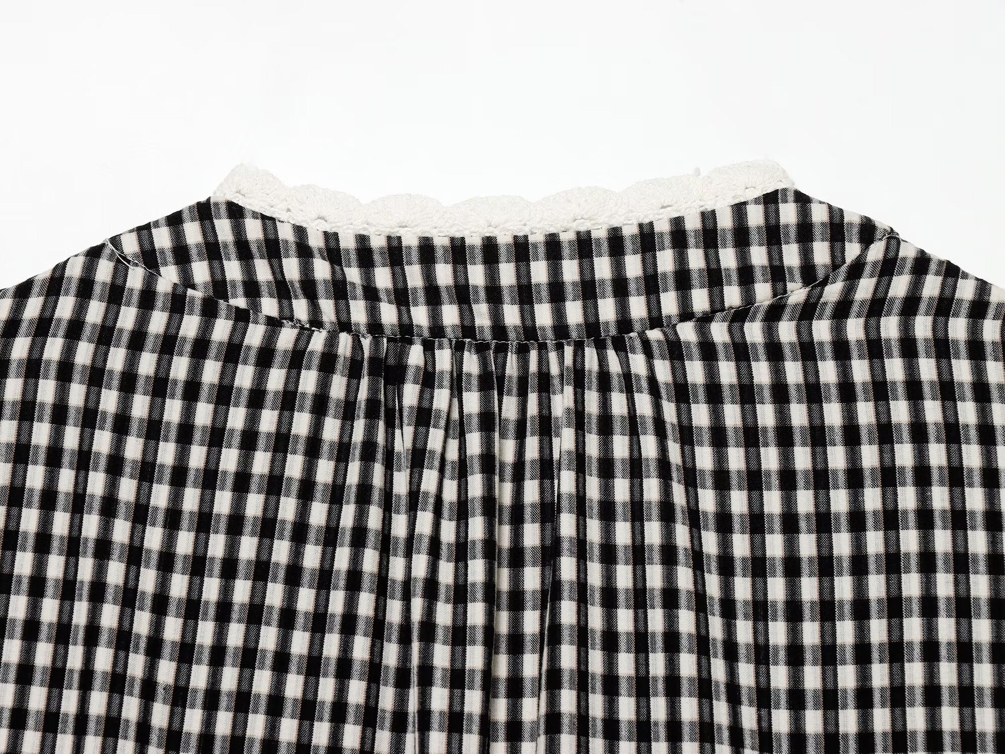 Women's crochet spliced short plaid Coat