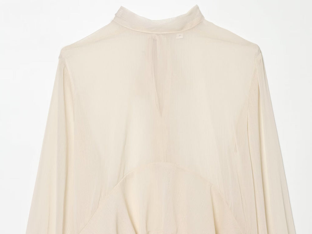 Women's layered decorative semi transparent top