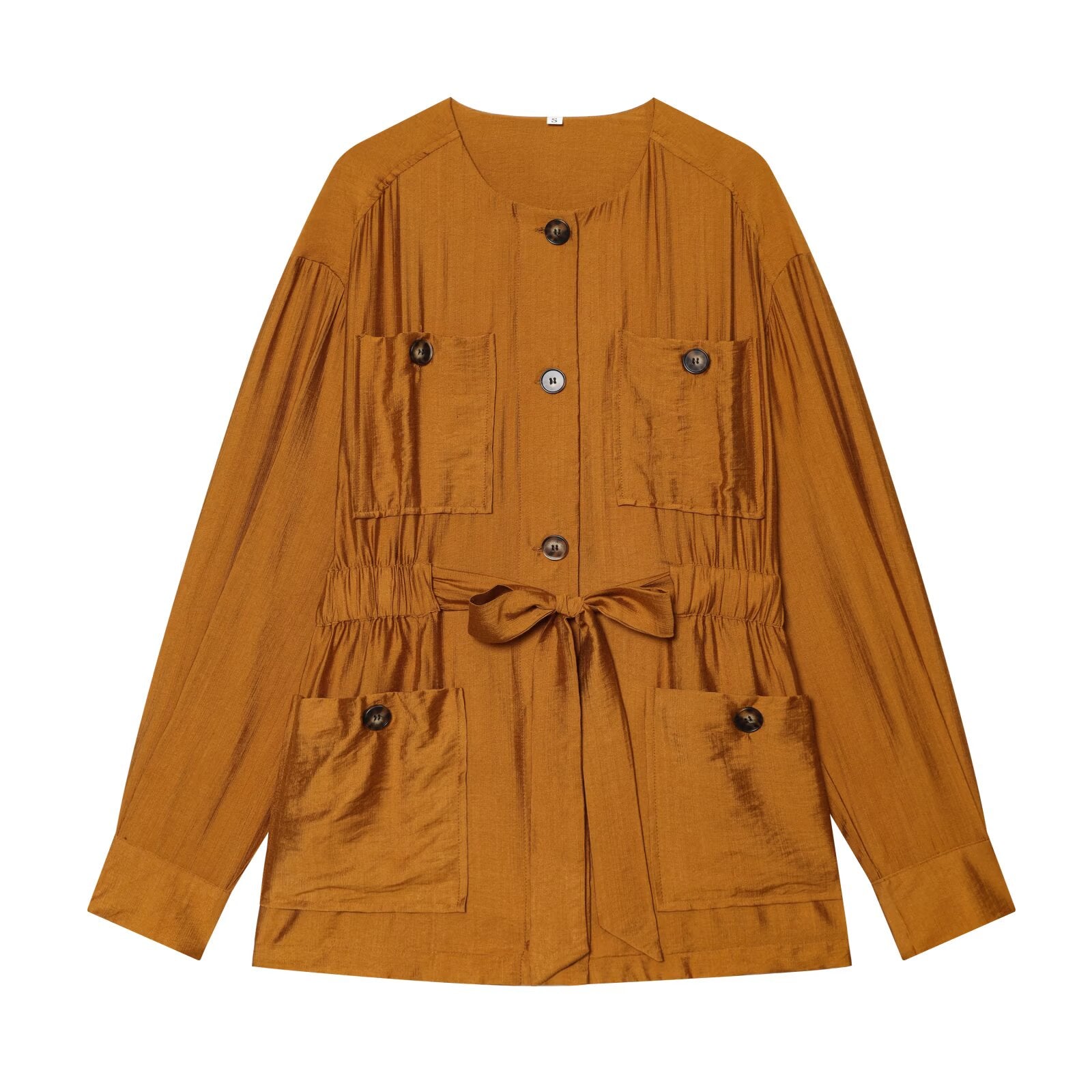 suit Women's 2 pieces with belt loose linen blend Coat+Pants