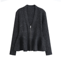 Women's short skirt style hem V-neck zipper Coat