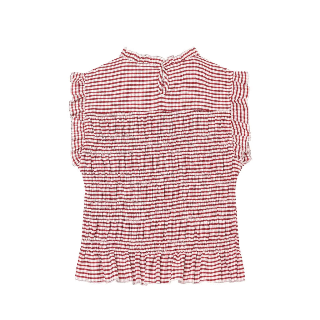 Women's short honeycomb plaid top