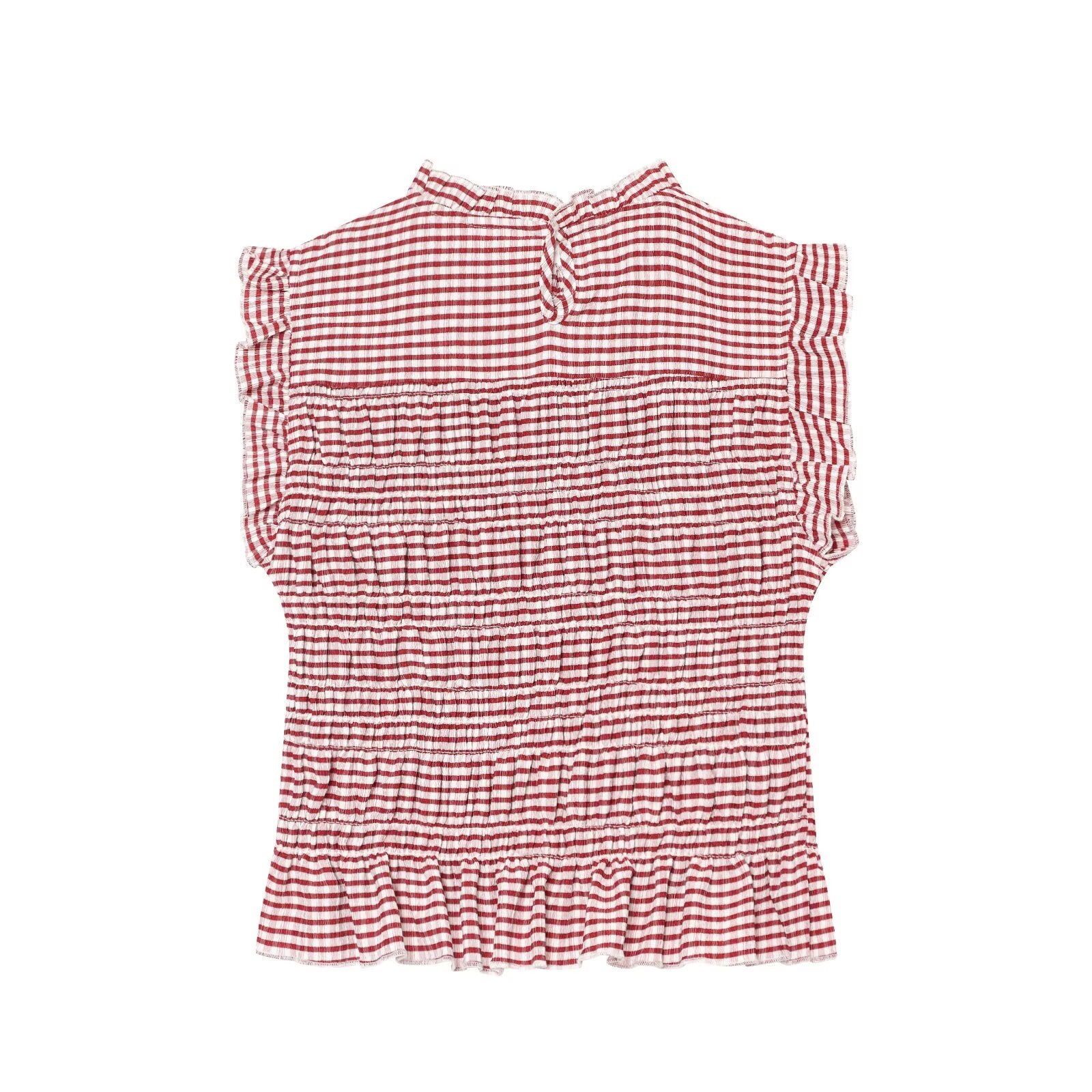 Women's short honeycomb plaid top