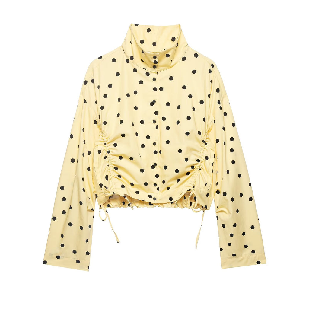 suit Women's 2 pieces pleated decorative polka dot coat+shorts