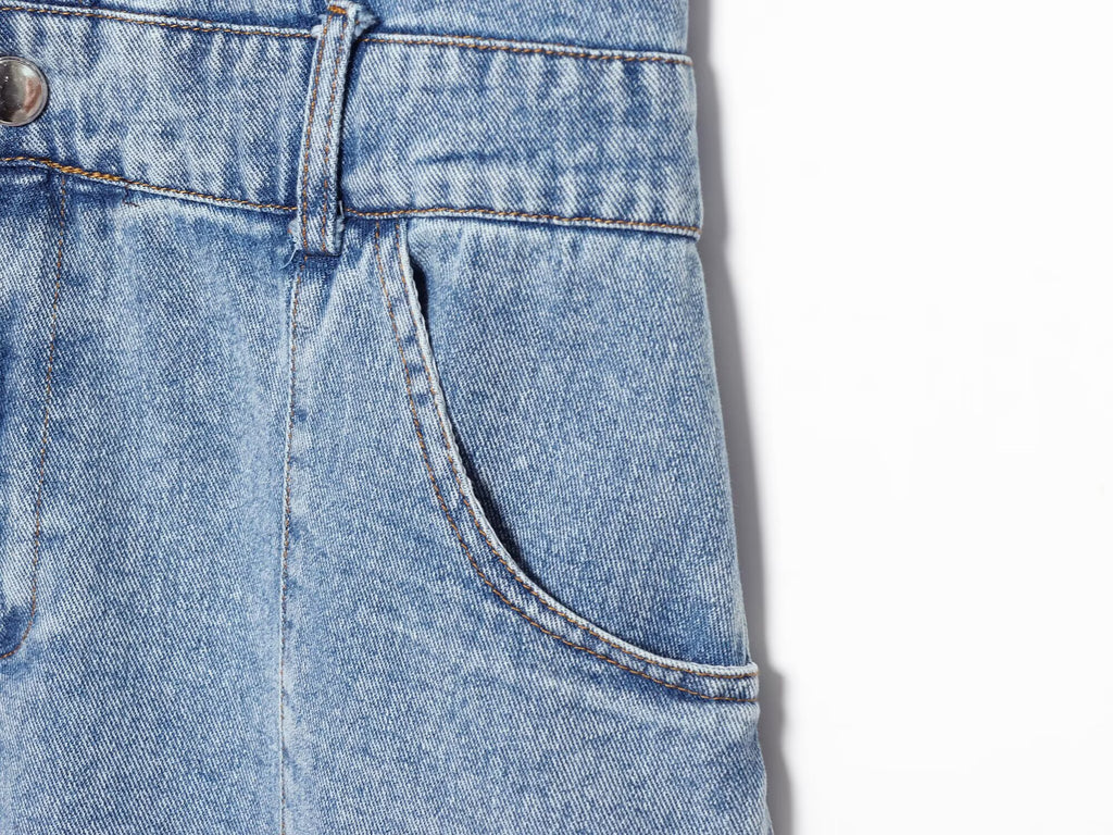 Women's flip hanging collar denim mini dress