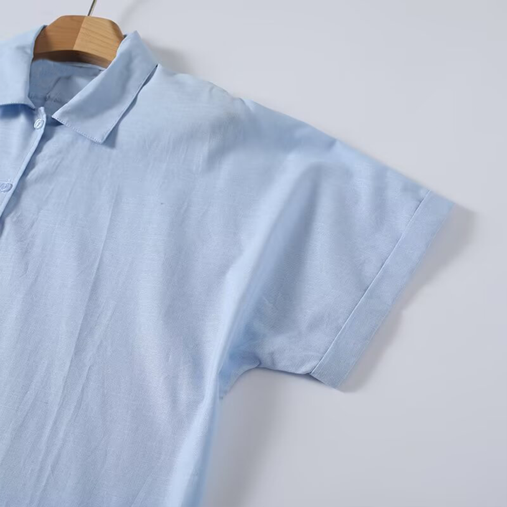 Women's casual linen blend short sleeved shirt