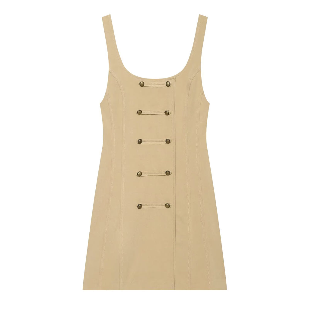 Women's buckle decoration mini dress