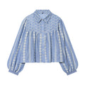 Women's short hollowed out embroidered shirt