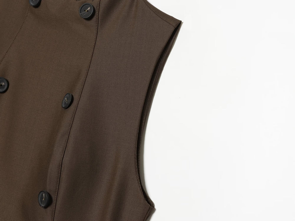 Women's button decoration slim stand collar dress