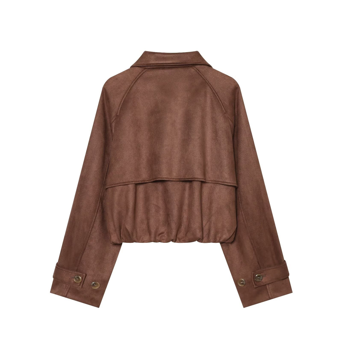 Women's suede texture short pleated Coat