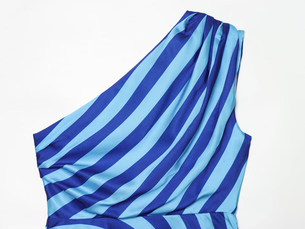 Women's asymmetrical striped single shoulder top
