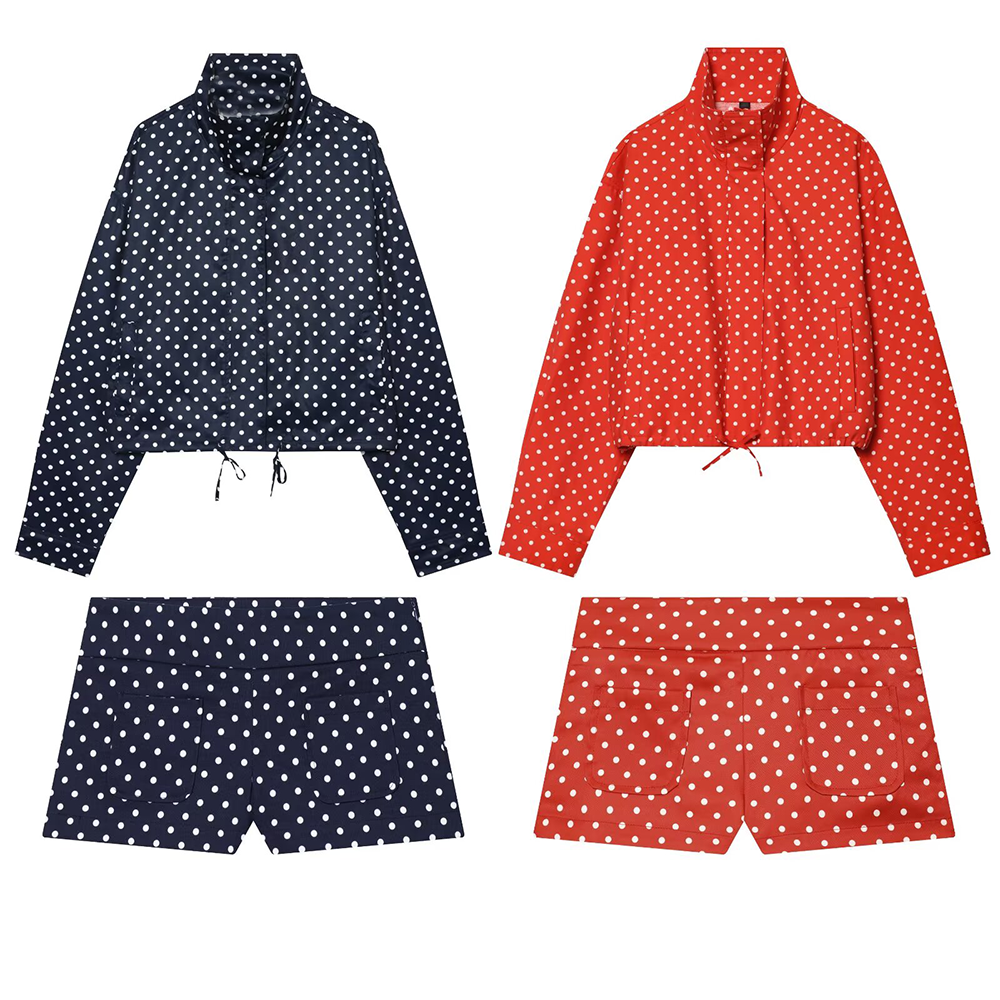 suit Women's 2 pieces polka dot bubble sleeve Coat+ Shorts